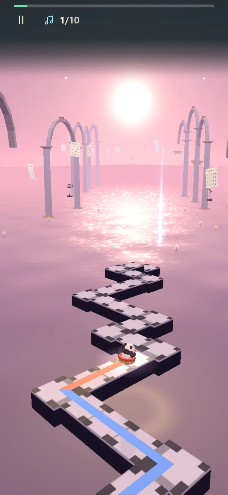 Bao riding a bamboo steamer through Nocturne in a phone-sized development build.