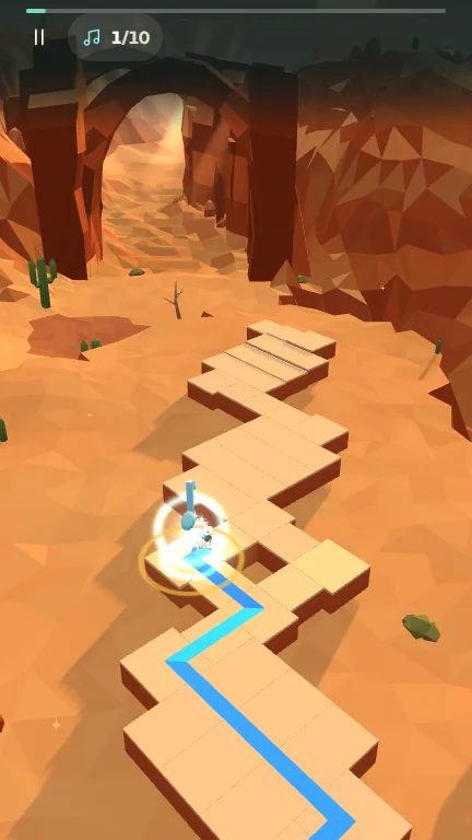 Drift following the winding path through Ember Canyon, captured from the game on a phone.