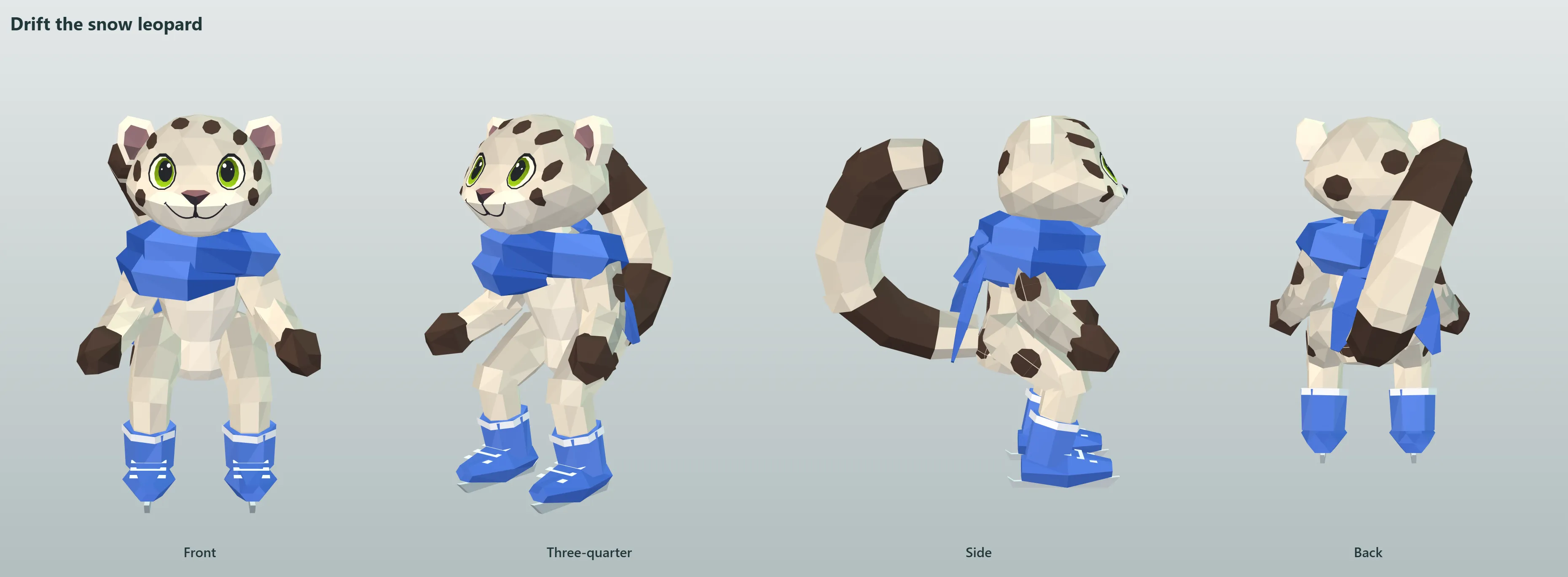 Drift's current game model viewed from the front, three-quarter angle, side and back.